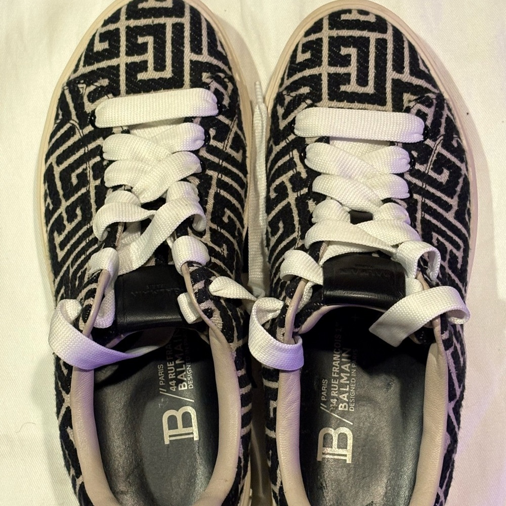 Balmain Monochrome Patterned Sneakers